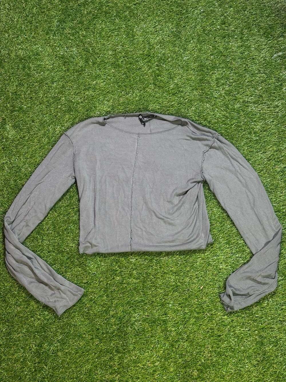 Zara Ribbed Exposed Seam Long Sleeve Crop Top